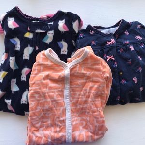 3 sleepers; one fleece and two cotton